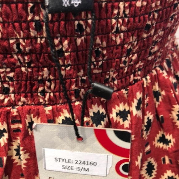 Sacred Threads Red and White Tiered Mini Sundress - Picture 6 of 9